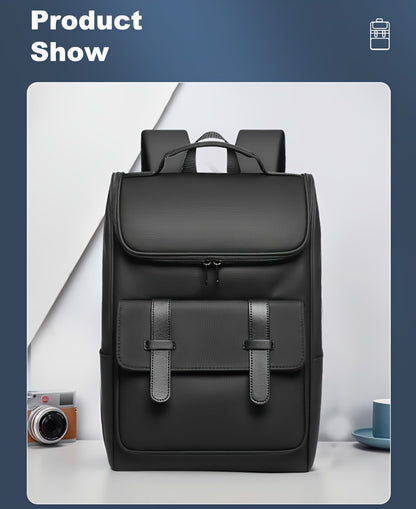 Men'S Stylish Large Capacity Commuter Backpack - Black Oxford Fabric, Durable with Multiple Compartments and Adjustable Straps, Ideal for Office, Student, University, School, Travel, Commute, Travel Backpack | Casual Style Ba