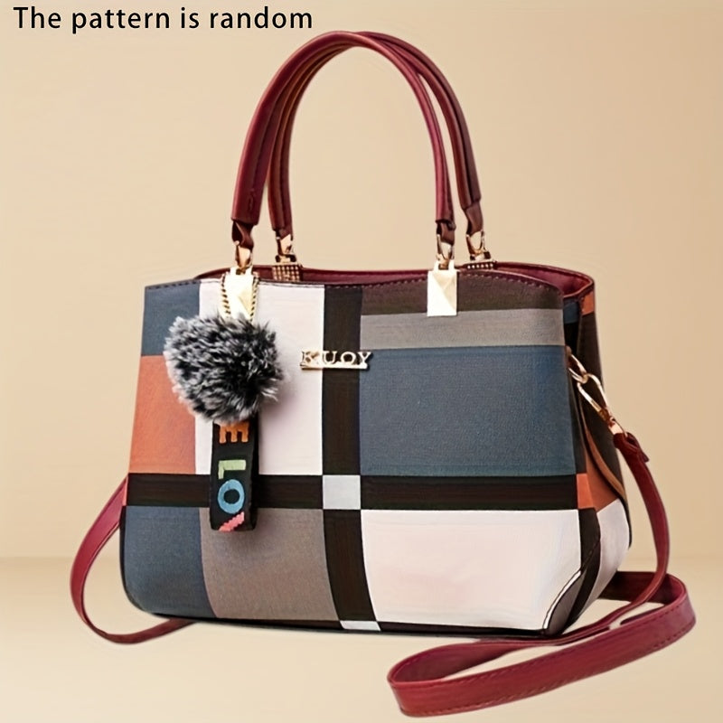 Elegant Women'S Crossbody Bag with Detachable Strap - Chic Geometric Pattern, Black Synthetic, Golden-Tone Hardware, Perfect for Casual or Formal Occasions, Versatile Handbag | Geometric Pattern Bag | Synthetic Bag, Purse Cro