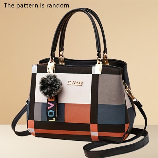 Elegant Women'S Crossbody Bag with Detachable Strap - Chic Geometric Pattern, Black Synthetic, Golden-Tone Hardware, Perfect for Casual or Formal Occasions, Versatile Handbag | Geometric Pattern Bag | Synthetic Bag, Purse Cro