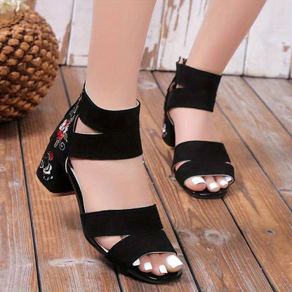 Chunky Heel Sandals Pu Rubber Ankle-Strap Buckle Mid Heel(3-5cm) Open Toe
