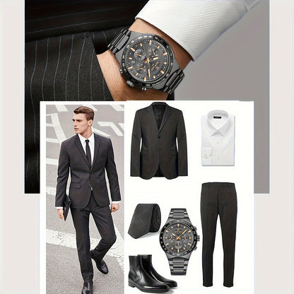 Men's Chronograph Sports Watches with Light, Stainless Steel and Quartz VIP