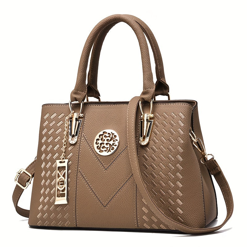 Classic Top Handle Satchel Bag, Fashion PU Bag, Women's Casual Handbag, Shoulder Bag & Tote Purse