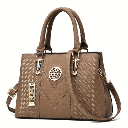 Classic Top Handle Satchel Bag, Fashion PU Bag, Women's Casual Handbag, Shoulder Bag & Tote Purse