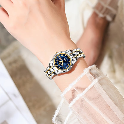 Stainless Steel Women's Luxury Quartz Watch with Date Display, Luminous Hands & High Quality IPX7 - Elegant Casual & Formal Wear, Perfect Gift for Birthdays, Valentine's Day