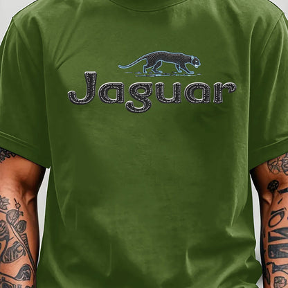 Men'S Jaguar Print Y2K Style T-Shirt - Red, Breathable & Comfortable Short Sleeve Crew Neck Tee for Casual Wear, Outdoor Activities, and Everyday Comfort, Everyday Clothing | Y2K Fashion Tee | Comfortable Fit