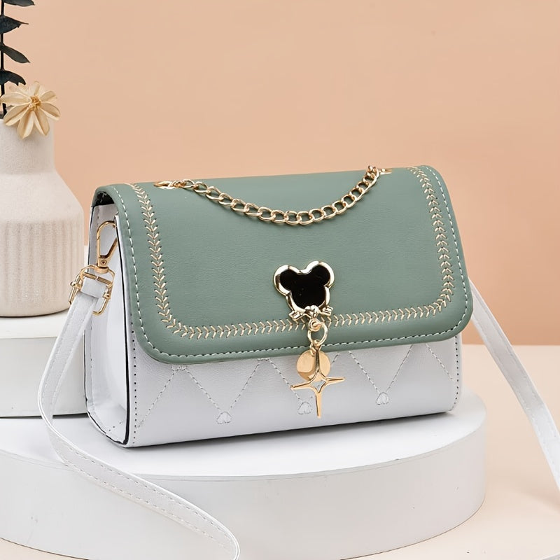 Fashion Crossbody Bag, Women's Embroidery Flap Purse, Chain Decor Shoulder Bag