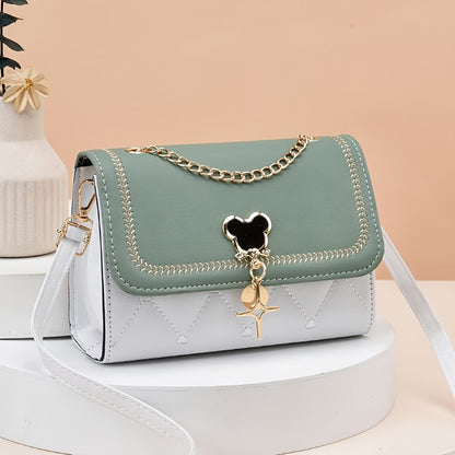 Fashion Crossbody Bag, Women's Embroidery Flap Purse, Chain Decor Shoulder Bag