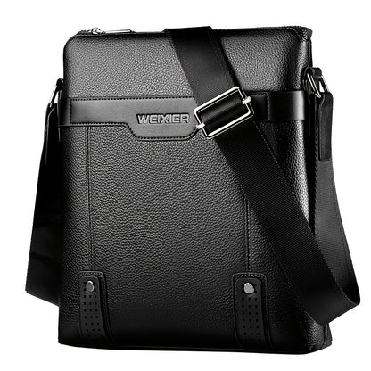 WEIXIER Men's Fashion Crossbody Bag - Adjustable Strap, Faux Leather, Deep Brown | Casual Street Style Shoulder Bag for Outings