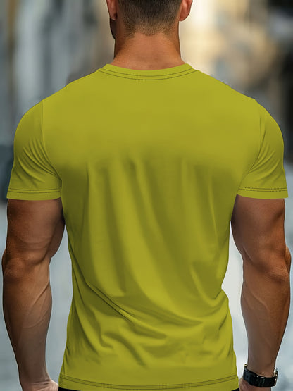 Men'S Bold Black Graphic T-Shirt - Lightweight Everyday Casual Tee for Sports & Formal Events - Breathable Round Neck Shirt - Easy-Care Everyday Essential Top, Sports Friendly Apparel, Modern Casualwear, Comfortable Fit, Stre