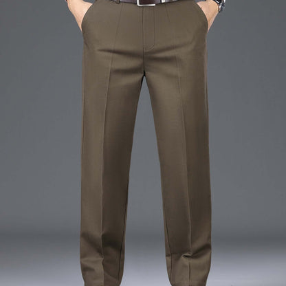 1pc Classic Fit Men'S Dress Pants - 100% Cotton, Solid Color, Non-Stretch, Regular Length, for Autumn/Winter - Business Casual Style