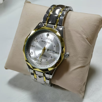 Multi Functional Watche Suitable for Both Women and Men/Calendar Date Display Rhinestone Decoration/Luminous/Stainless Steel Strap-Ideal Gift for Birthdays, Holidays, Anniversaries, Family, Friends-Suitable for Daily Wear, Pa