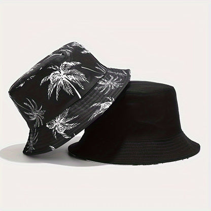 1pc Unisex Coconut Tree Print Bucket Hat - Bohemian Tropical Vacation Style, Breathable & Durable for Outdoor Beach, Casual Wear, Men & Women, Lightweight Headgear, Summer Accessory, Boho Chic, Comfortable Fit, Boho Fashion