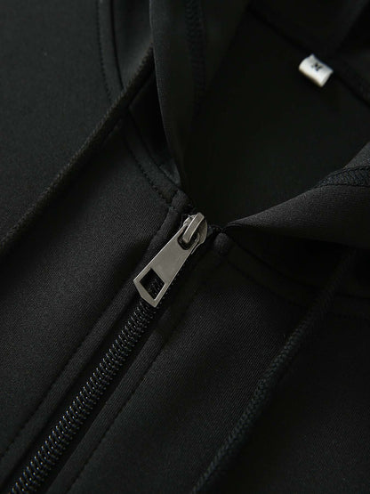 Men's Trendy Autumn/Winter Hooded Jacket and Shirt Two-Piece Set with CK Print, Casual Business Outfit, Youth Leisure Baseball Uniform Stand Collar Suit