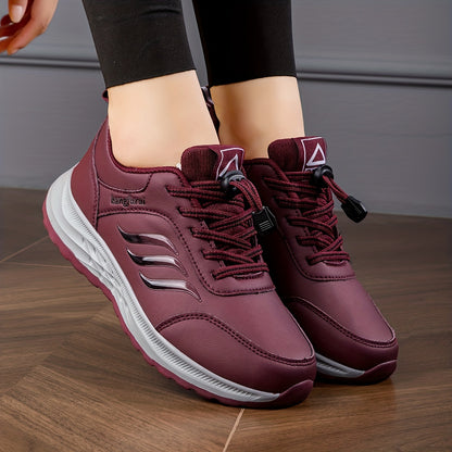 Women's Drawstring Sports Shoes, Waterproof Anti-slip Low Top Running Sneakers, Outdoor Gym Jogging Trainers