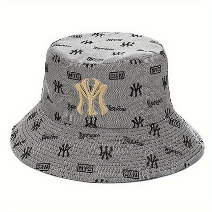 1pc Unisex Trendy Bucket Hat With Letters Pattern, Sun Protection Casual Hat, Suitable For Daily Wear And Vocation