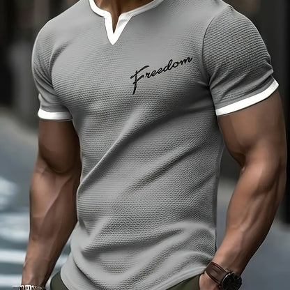 Pearson OBM Casual Stylish Waffle Outdoor Print T-Shirt, Men'S Short-Sleeve Y-Neck T-Shirt.