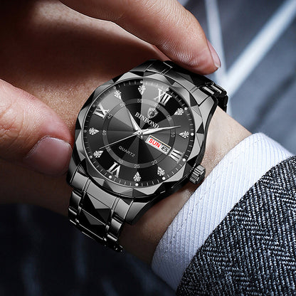 Men'S Casual Business Waterproof Date Quartz Watch with Luminous Hands and Dial - Stainless Steel Band, IP67 Rating, Date Display, Casual Business Watch | Minimalist Watch | Quartz Movement