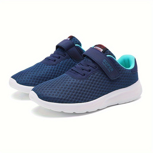 Casual Blue Breathable Mesh Sneakers For Boys, Outdoor Walking Running Shoes For Spring Summer