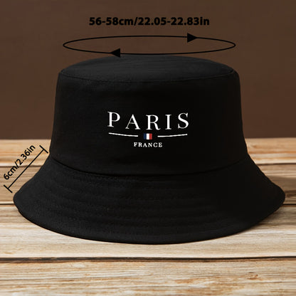 Unisex Casual Stylish Letter PARIS Pattern Fisherman's Hat, Fashionable Trucker Cap with Adjustable Brim for Men and Women, Suitable for Spring/Summer Outdoor Sports Camping Fishing, Perfect Gift for Family and Friends