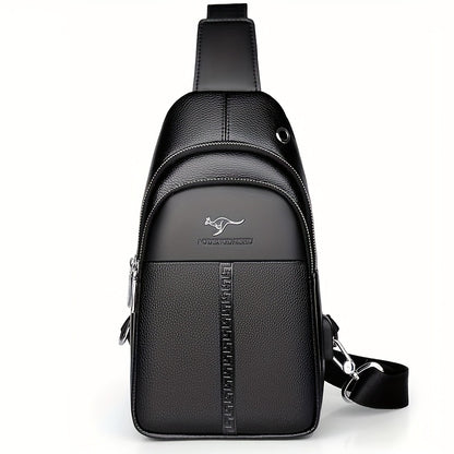 Men's Chest Bag Crossbody Shoulder Bag Small Fanny Pack Fashion Casual PU Leather Men's Satchel