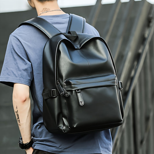 PU Men's Casual Backpack, Outdoor Travel Backpack Student School Bag