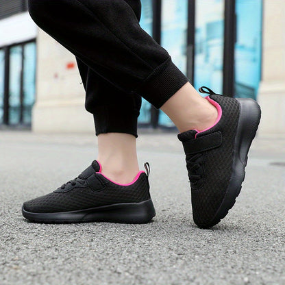 Girls' Fashionable Mesh Running Footwear, Casual Athletic Style, 28-40 Sizes, Magenta Accent, EVA Sole, PU Insole, for Spring/Fall