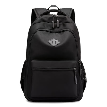 Stylish Black Nylon Backpack - Lightweight, High Quality, Large Capacity with Laptop Compartment, Adjustable Straps & Mesh Pockets for School, Travel, and Work