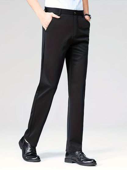 Men's Casual Straight Leg Pants, Chic Business Style Versatile Trousers for Daily Wear