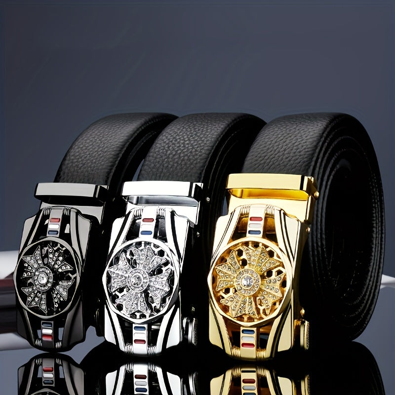 The Belt For Men With Automatic Buckle Is Of High Quality, Suitable For Young And Middle-aged Businessmen, Rotating Belt For Casual And Versatile Wear.