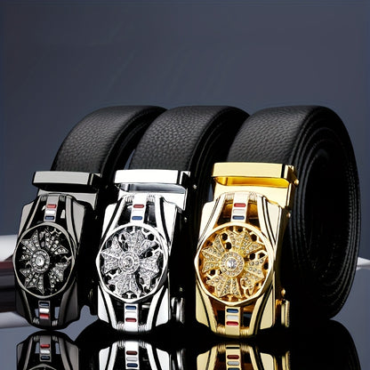 The Belt For Men With Automatic Buckle Is Of High Quality, Suitable For Young And Middle-aged Businessmen, Rotating Belt For Casual And Versatile Wear.