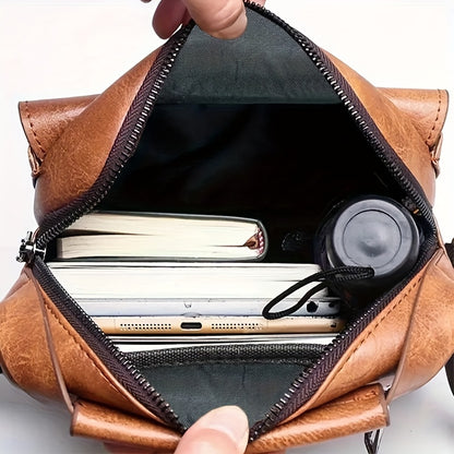 New Men's crossbody bag, single-shoulder bag, casual and fashionable, simple and trendy handbag for going out [Zipper direction random]