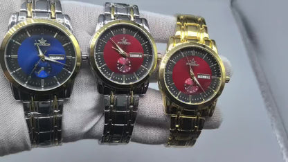 1 New Brand Men'S Luxury Automatic Quartz Watch with Stainless Steel Strap, Blue Dial, Date Display, and Luminous Hands - Waterproof, Stylish for Casual Attire, Perfect Gift for Holidays and Birthdays, Casual Wear Watch | Ele