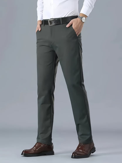 Men'S Classic Black Dress Pants - Stretchy Polyester, All-Season Comfort Fit, Regular Length, Solid Color, Allseason Pants | Stylish Dress Pants | Comfortable Fit Pants