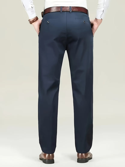 Four Seasons Men's New Casual Formal Pants Business Style Trendy Casual Long Pants Fashionable Versatile Men's Elastic Western Pants Comfortable Classic Design Casual Wear