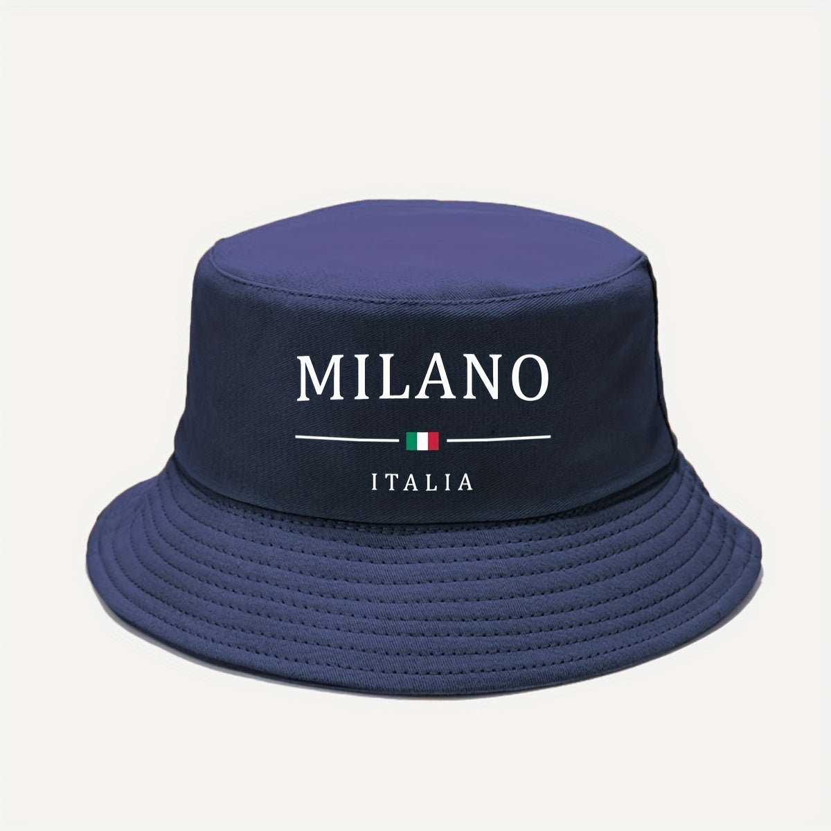 1pc MILANO ITALY Printed Bucket Hat - Lightweight Breathable Sun Hat with Italian Flag Design, Foldable Fisherman Cap for Men & Women, Outdoor Sports Travel, Spring Summer (Black/White), Vacation Headwear
