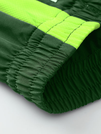 Men's Two-Tone Spliced Jacket and Pants Set in Fluorescent Green with 'Sports' Letter Print, Eye-Catching Fashion Design, Comfortable Soft Fabric, Essential Outfit for Home or Outdoor Wear TZ8030