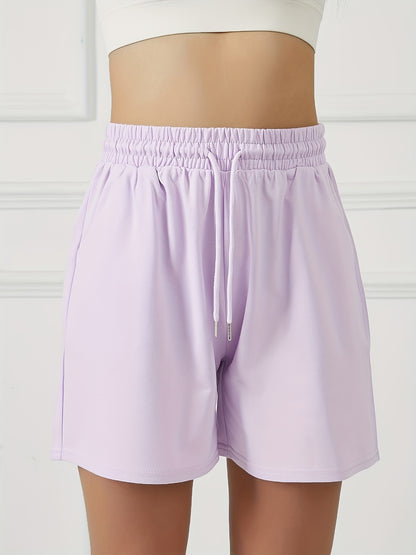 Summer Women'S Casual Shorts with Two Pockets, Drawstring Waist, Suitable for Running, Yoga, And Workouts, Loose And Comfortable, Five-Point Length.