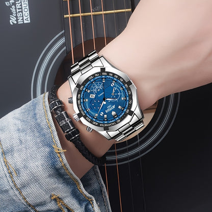 AIYISHI Men's Luxury Business Quartz Watch | | Luminous Hands & Markers | Date Display | Zinc Alloy Case and Band | Analog Dial with Subdials | Ideal for Professional Gifting