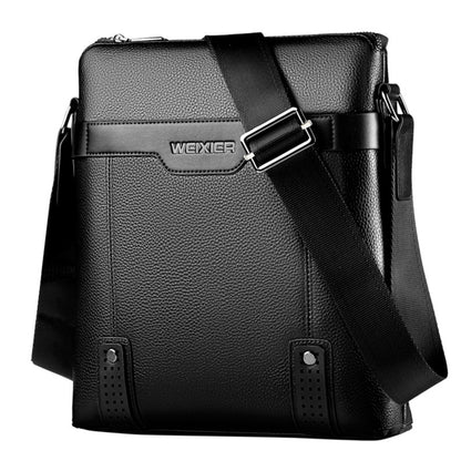 WEIXIER Men's Fashion Crossbody Bag - Adjustable Strap, Faux Leather, Deep Brown | Casual Street Style Shoulder Bag for Outings
