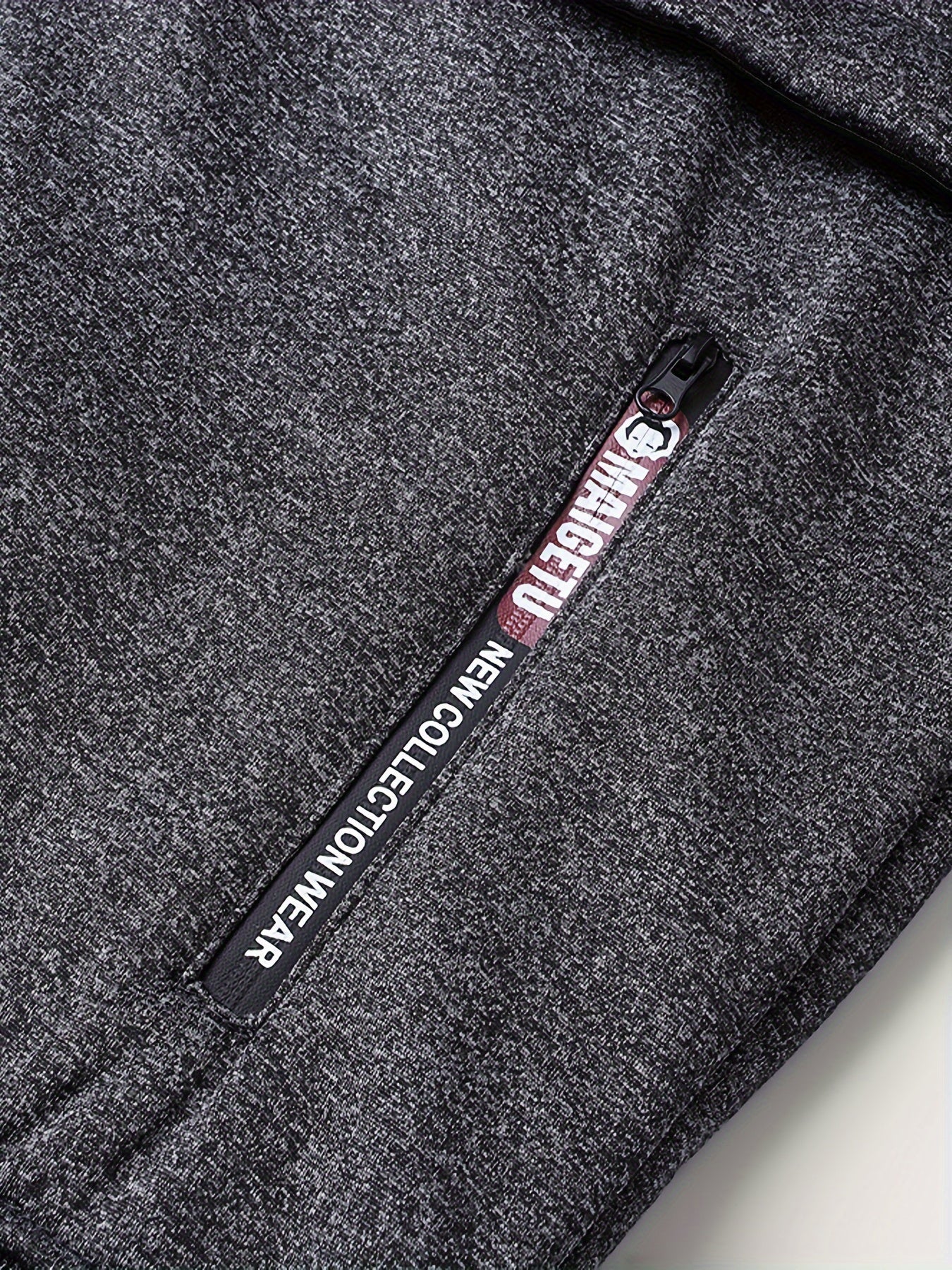 1pc Men'S Casual Style Hooded Jacket, Thick Fleece Lined, Warm Autumn/Winter Fashion, Solid Color, Polyester Knit with Pockets, Regular Fit