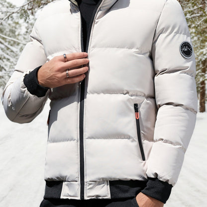 Men's Heavyweight Winter Coat - Full-Zip Cold Weather Jacket, Stand-Up Collar, Exterior Zipper Closure, Machine Washable Outer Shell for Everyday & Formal Wear - Black, Seasonal Layering, Sleek Design, Durable Fabric, Urban C