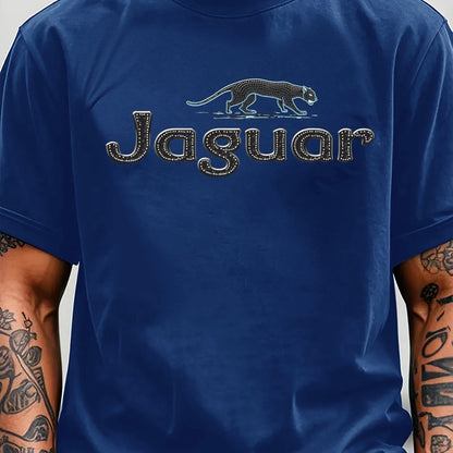 Men'S Jaguar Print Y2K Style T-Shirt - Red, Breathable & Comfortable Short Sleeve Crew Neck Tee for Casual Wear, Outdoor Activities, and Everyday Comfort, Everyday Clothing | Y2K Fashion Tee | Comfortable Fit