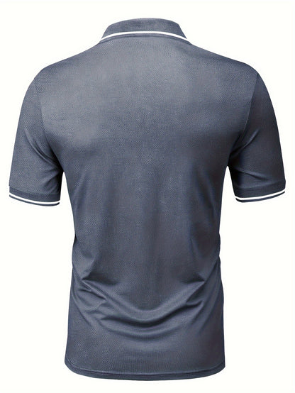 Pearson OBM Men'S Classic Breathable Knit Polyester Polo Shirt - Casual Style, Solid Color, Regular Fit with Slight Stretch, Summer Collared Top with Button Detail