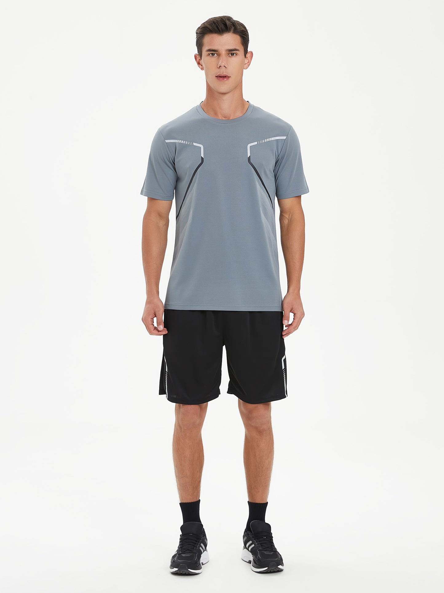 Men'S Lightweight Running Set - Breathable, Quick-Dry Athletic Wear with Zipper Pockets, Ideal for Outdoor Fitness & Training, Casual Sportswear|Casual Sportswear, Athletic Wear