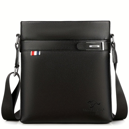 Men'S Stylish Black Crossbody Bag with Adjustable Strap, Multiple Compartments & Zipper Closure - Lightweight for Daily Commute, Travel, and Work Trips, Travel Bag, Versatile Shoulder Bag, Textured Finish