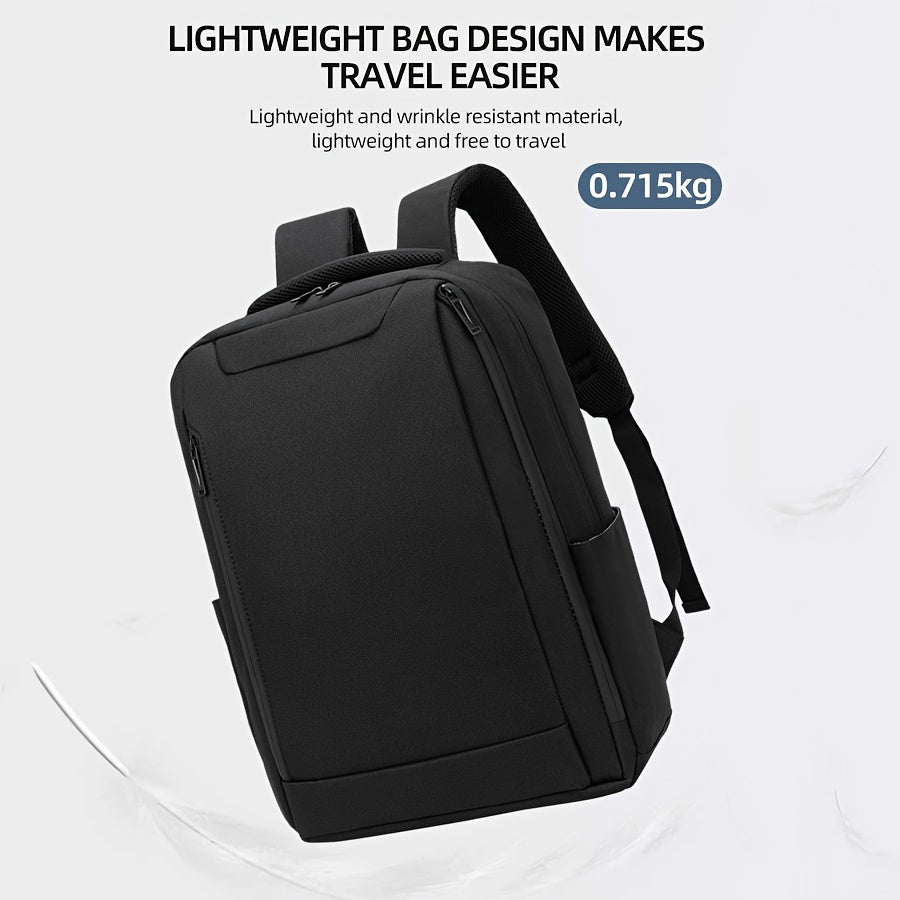 Lightweight Black Laptop Backpack - Durable, Adjustable Shoulder Straps, Zippered Compartments - Ideal for Travel & Daily Use, Laptop Bag