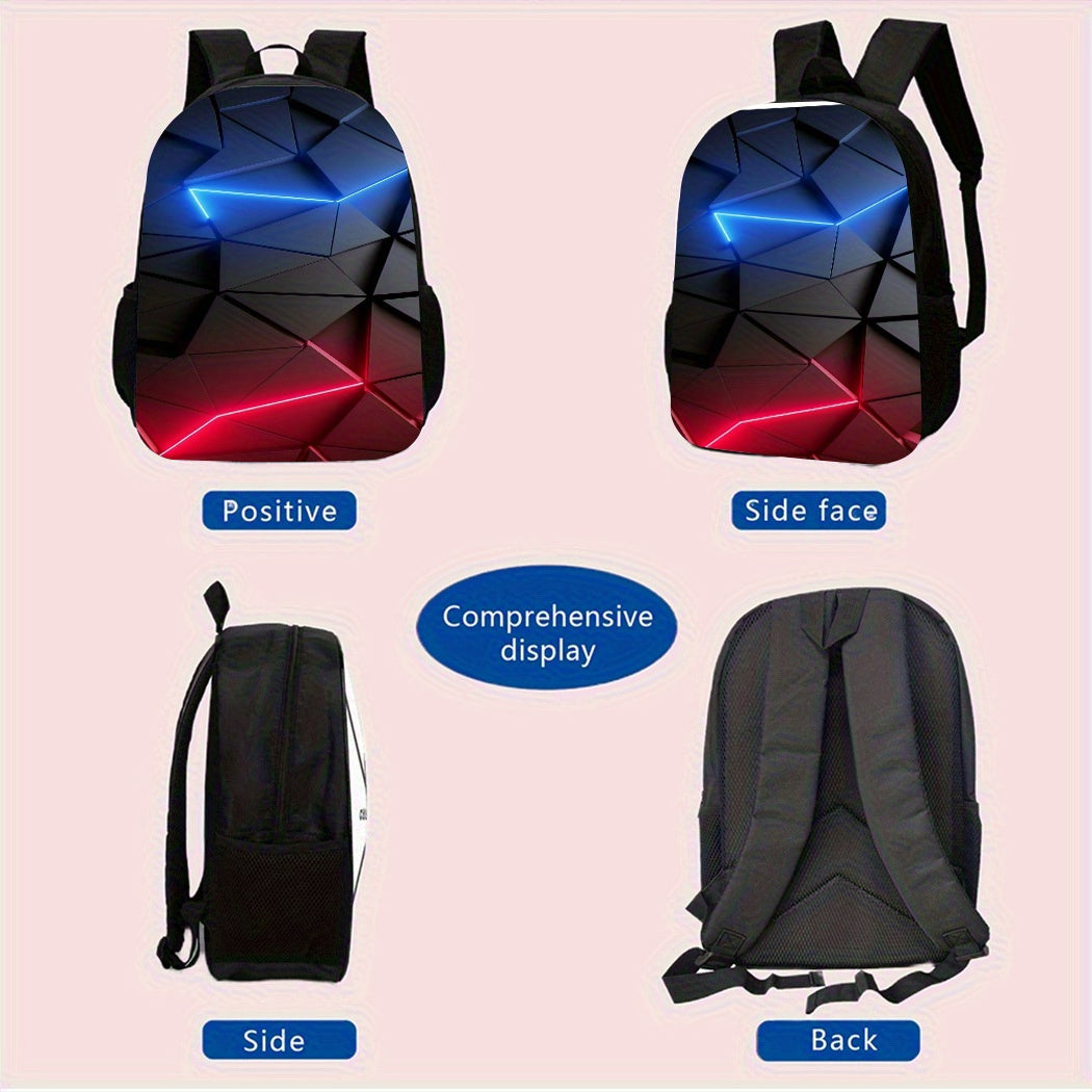 3pcs Gamer Large Capacity Lightweight Nylon Daypack with Lunch Bag & Pencil Case, Perfect for, Travel, or Daily Commute, Great Birthday or Holiday Gift, Backpack for Travel