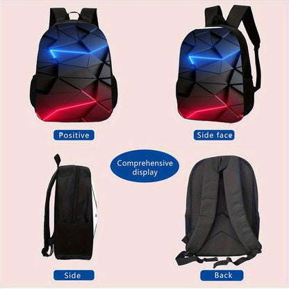 3pcs Gamer Large Capacity Lightweight Nylon Daypack with Lunch Bag & Pencil Case, Perfect for, Travel, or Daily Commute, Great Birthday or Holiday Gift, Backpack for Travel