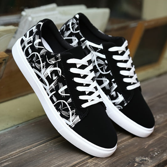 Men's Trendy Street Style Low Top Skateboard Shoes, Comfy Non Slip Lace Up Casual Sneakers For Men's Outdoor Activities