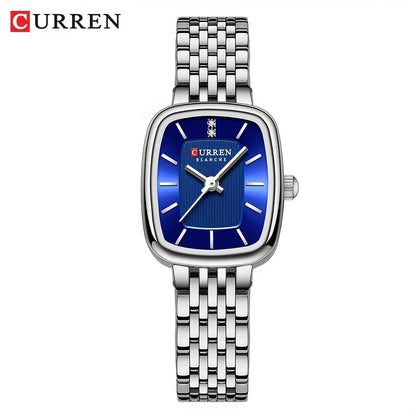 CURREN Women's Watch Original Brand Stainless Steel Strap New Square Subdial Fashionable Casual Business Quartz Analog